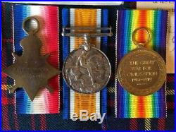 WW1 Mint boxed medal trio 8th Gordon Highlanders Wounded Battle of Loos