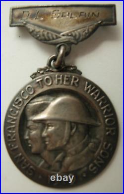 WW1 Named San Francisco Sterling AEF Service Medal D. L. SPLAIN XB