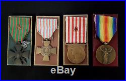 WW1 Original set French Medals War Cross 1914 1918 Combatant in genuine boxes