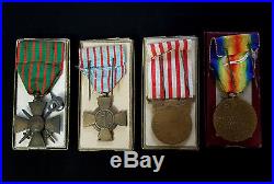 WW1 Original set French Medals War Cross 1914 1918 Combatant in genuine boxes