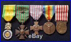 WW1 Original set French Medals War Cross citation 1914-1918 Bronze star