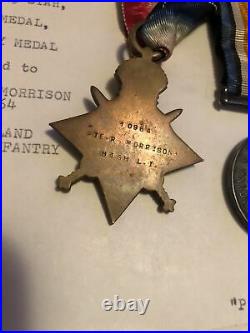 WW1 Star, War & Victory Medals High Lieut MARKED PTE R. MORRISON
