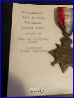 WW1 Star, War & Victory Medals High Lieut MARKED PTE R. MORRISON