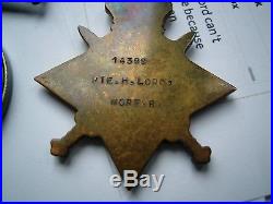 WW1 Trio Star British War Victory medal Pte H Lord Norfolk Rgt 8bn 1st day Somme