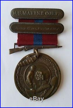 WW1 USMC Good Conduct Medal Numbered With Matching Re-enlistment Bar Engraved