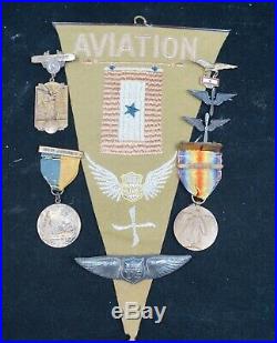 WW1 US AEF USAS Named Pilot Grouping Wings Medals Badges Capt JN Thorp Jr NJ