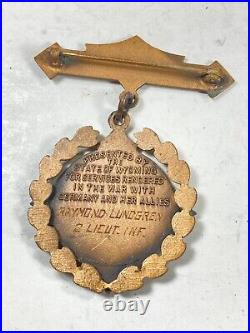 WW1 US Army Military AEF State of Wyoming War Service Medal Award Named