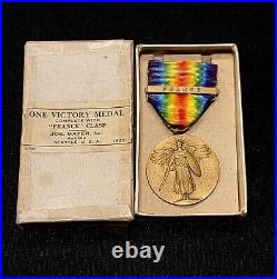 WW1 US Victory Medal With France Bar In Original Box 1920