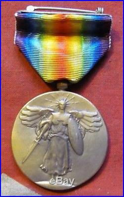 WW1 U. S. ARMY COMPANY C 46th REGIMENT 9th DIVISION VICTORY MEDAL GROUP AEF
