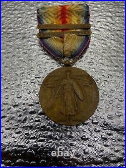 WW1 U. S. Army VICTORY MEDAL. 2 Bars Meuse Argonne, Defensive Sector