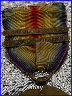 WW1 U. S. Army VICTORY MEDAL. 2 Bars Meuse Argonne, Defensive Sector