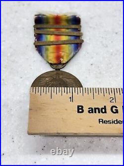 WW1 VICTORY MEDAL 3 CAMPAIGN BARS Vintage Military Memorabilia World War One