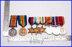 WW1 & WW2 Family Campaign Medal Groups Full Size, Original Ribbons On Pin Bar