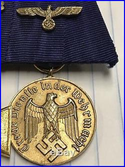 WW1 WW2 German EK2 Iron Cross Police Service Army Medal Bar Badge