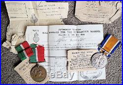 WW1 mercantile & other medals, badges, certificate, photos, ephemera + Ost family