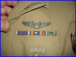 WW2 ARMY AIR CORPS ID'd LT. TUNIC PILOT 766th BOMB SQDN AIR MEDAL P. HEART CASES