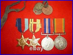 WW2 Africa Star, 8th Army Medal Group of (4) to Campbell with Dog Tags Research