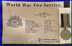 WW2 Australian Service Medal POW Sgt Colin B Small NSW Died Thai Burma Railway