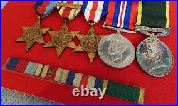 WW2 British Service Medal Set Full Size + Miniature 2066566 SGT. A. E. PACK. R. A