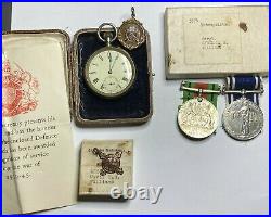 WW2 DEFENCE & GEORGE VI POLICE LONG SERVICE GOOD CONDUCT MEDAL + watch badges