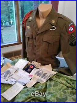 WW2 D-Day ID'd 82nd Airborne 508th PIR Ike Jacket, Parachute, Letters, GC Medal