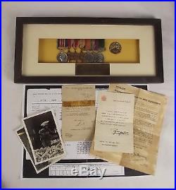 WW2 Framed Military Medal Set Awarded Pte Earl 5500573 Hampshire Regiment