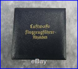 WW2 German Luftwaffe Air Force PILOT BADGE award medal cross bar pin box case