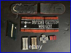 WW2 German Military Lot, Luftschutz Medal, Luftwaffe Boards, Volkstrum Armband