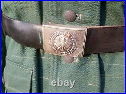WW2 German soldier uniform lot field Tunic, belt, torch, cap & medal