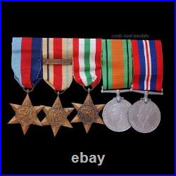 WW2 Group of 5 Mounted Medals Inc, 8th Army Africa Star, Italy Star