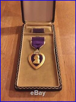 WW2 II USA Purple Heart Medal With Lapel pin in Original Case