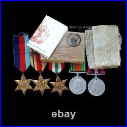 WW2 Medal Group of 5 Including Africa & Italy Stars. Box of issue
