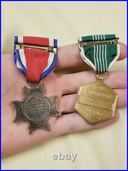WW2 Medal Pair NY Conspicuous Service Cross & Commendation Medal Named Captain