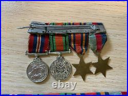 WW2 Medal Set with Miniatures 1939-45 Star, Burma Star, Defence and War Medal