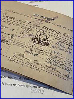 WW2 Medals + Demob Book + Army Driver License + Discharge Cert. Pte Bayfield NSW