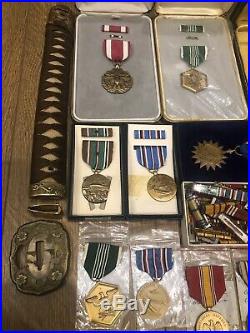 WW2 Medals Us lot Very Old And Japanese Sword Parts