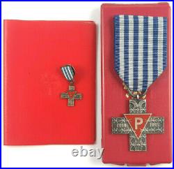 WW2 PRL Auschwitz Survivor Cross Medal Polish Poland + DOC + Mini