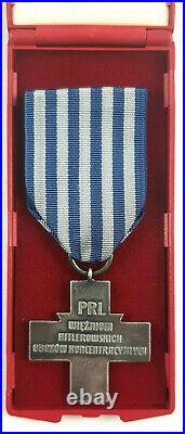 WW2 PRL Auschwitz Survivor Cross Medal Polish Poland + DOC + Mini