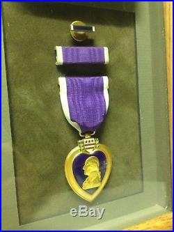 WW2 Purple Heart Medal Invasion Of France Framed With Background Info 38th Cav