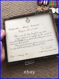 WW2 RAF Bomber Command Commendation Like MID Medals Photo Side Cap Group Aircrew
