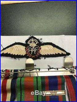 WW2 RAF WAR MEDALS and PILOT WING PATCH read discription on medals