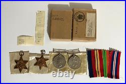 WW2 RAF WithO MEDAL GROUP DIED 1945 AIR MINISTRY ISSUE BOXED + AWARD STRIP