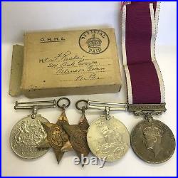 WW2 Regular Army Long Service Medal Group Sergeant Richer Royal Artillery Boxed