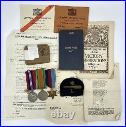 WW2 Royal Navy Gunner Medal Grouping & London Victory Celebrations Tickets
