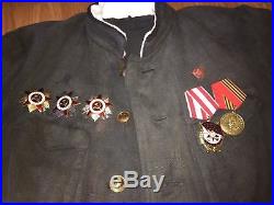 WW2 Soviet naval military jacket with orders and medals