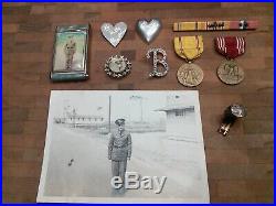 WW2 Sweetheart set (Pins, Compact, Medals, Ring, Trench Art Hearts)