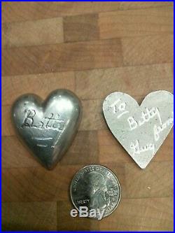 WW2 Sweetheart set (Pins, Compact, Medals, Ring, Trench Art Hearts)