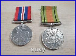 WW2 The Defence Medal and War 1939 1945 Medals King George VI with Ribbons