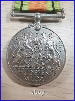 WW2 The Defence Medal and War 1939 1945 Medals King George VI with Ribbons