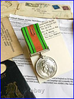 WW2 USA Army Service Forces UK Medal, ID, Passport, Telegrams & Love Letter